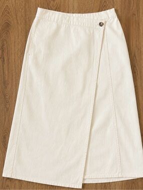 A New Day Cream Wrap Midi Denim Skirt